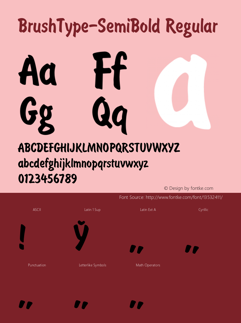 BrushType-SemiBold Regular Converted from d:\BRU___BN.TF1 by ALLTYPE图片样张