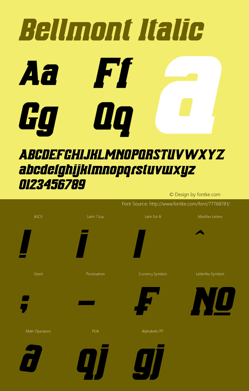 Bellmont Italic Version 1.00;July 1, 2020;FontCreator 12.0.0.2525 64-bit图片样张