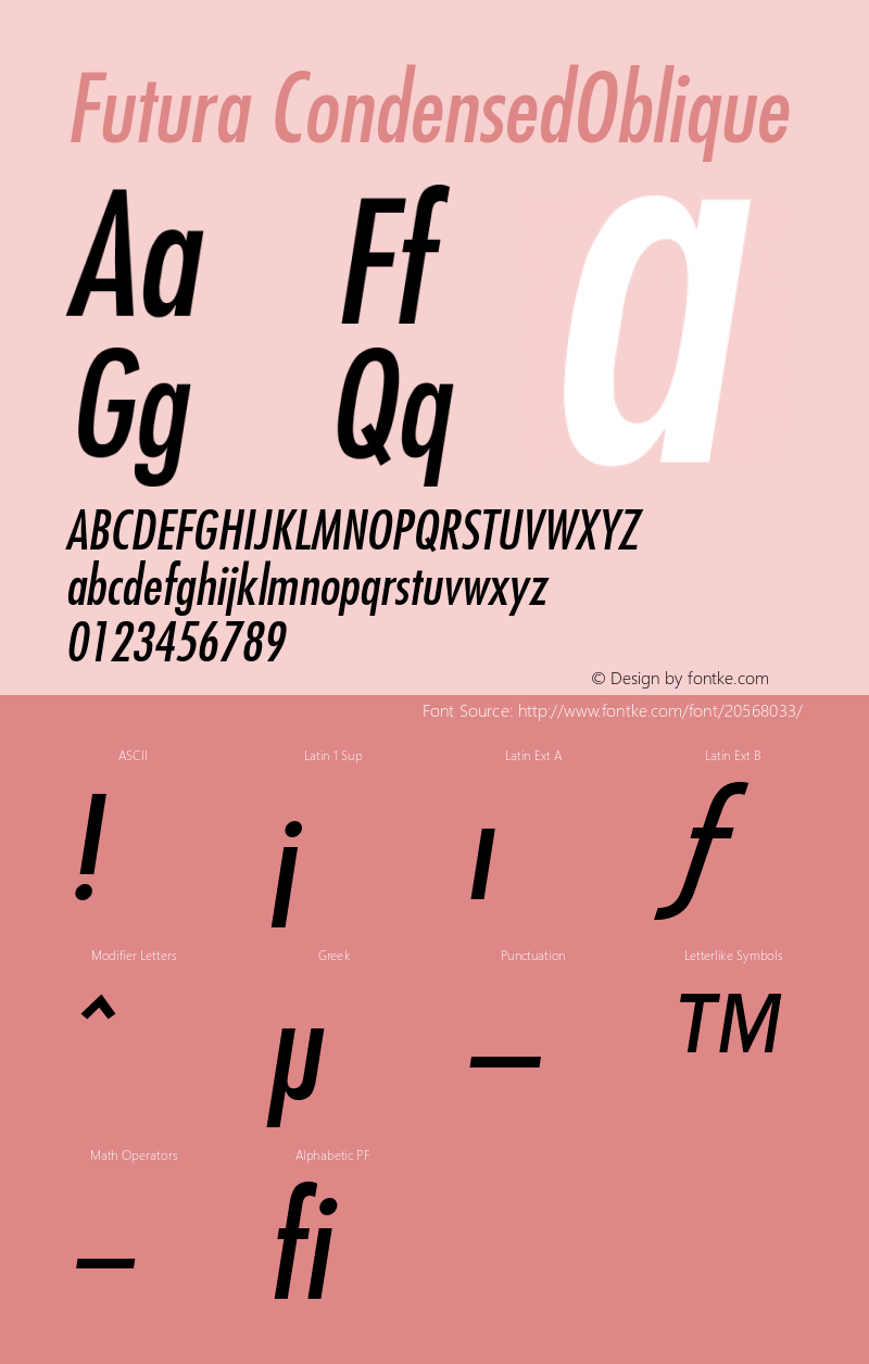 Futura Condensed Medium Oblique Version 001.003图片样张