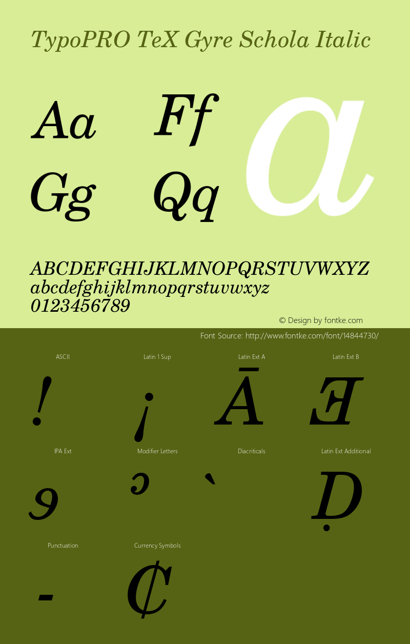 TypoPRO TeX Gyre Schola Italic Version 2.005;PS 2.005;hotconv 1.0.49;makeotf.lib2.0.14853图片样张