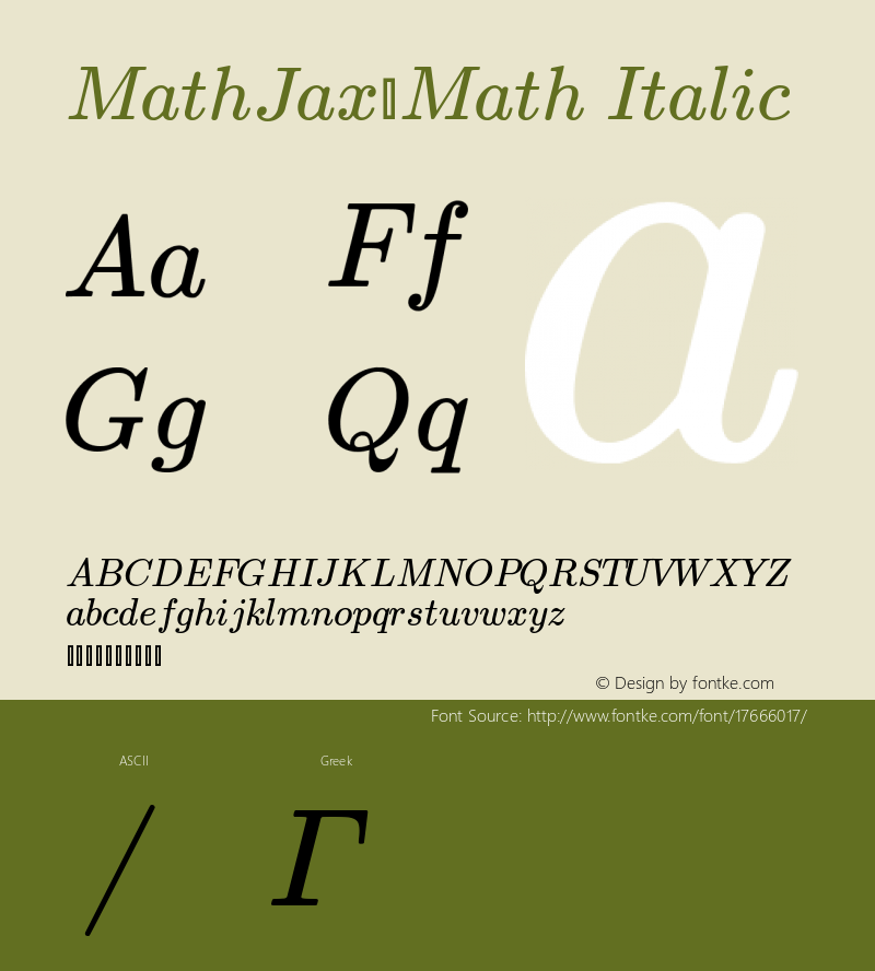 MathJax_Math Italic Version 1.1图片样张