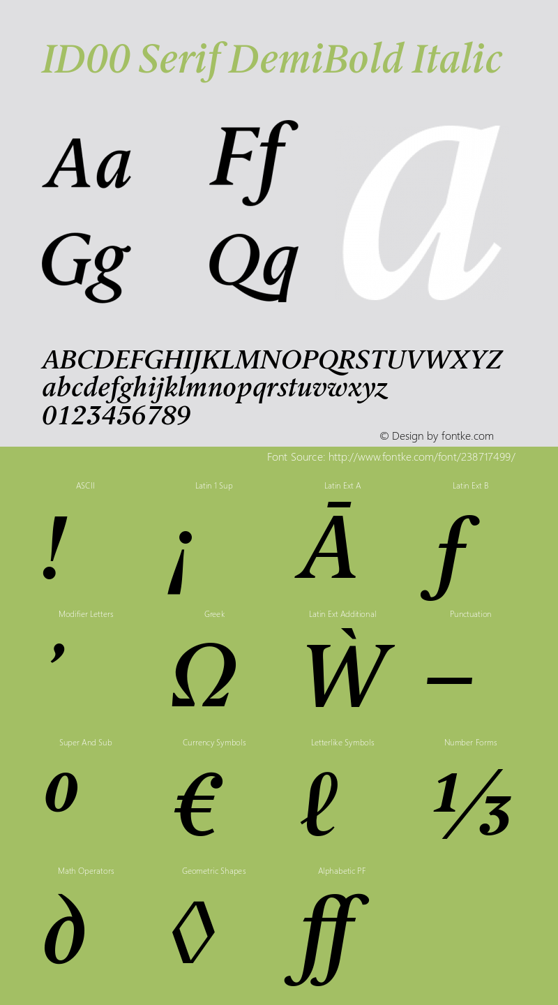 ID00Serif-DemiBoldItalic Version 1.002图片样张