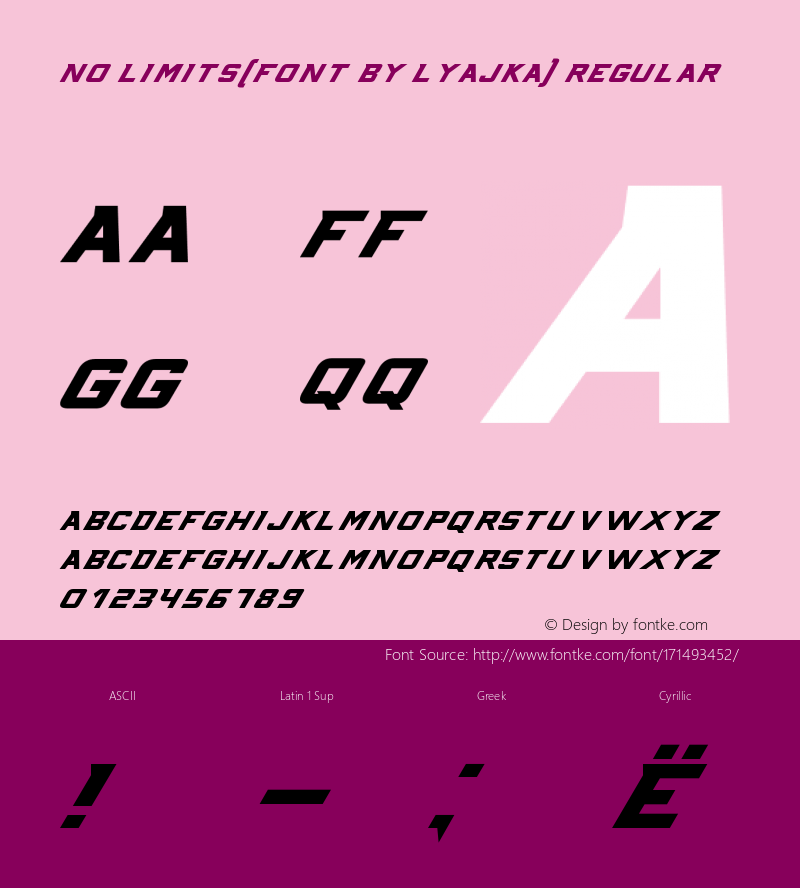 No Limits(FONT BY LYAJKA) Version 1.00 April 14, 2021, initial release图片样张