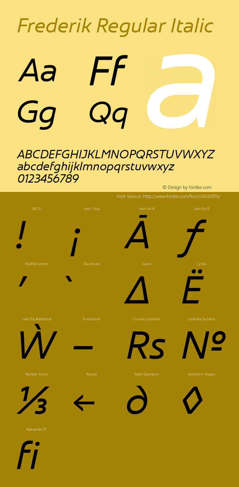 Frederik Regular Italic Version 001.000 February 2019;YWFTv17图片样张