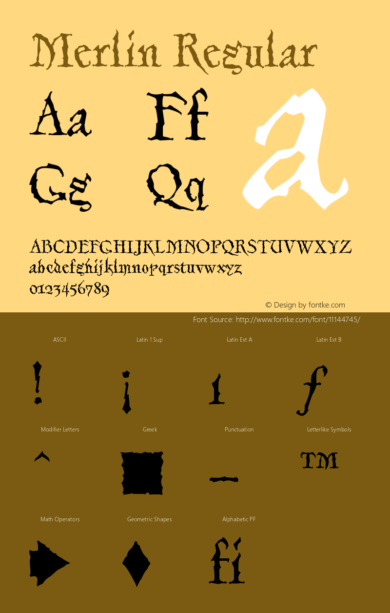 Merlin Regular Version 001.000图片样张