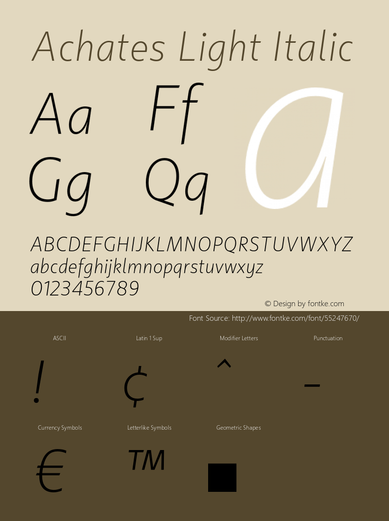 Achates-LightItalic Version 2.056图片样张