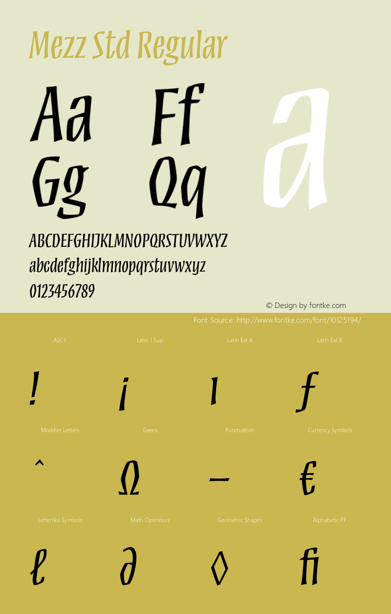 Mezz Std Regular OTF 1.018;PS 001.003;Core 1.0.31;makeotf.lib1.4.1585图片样张
