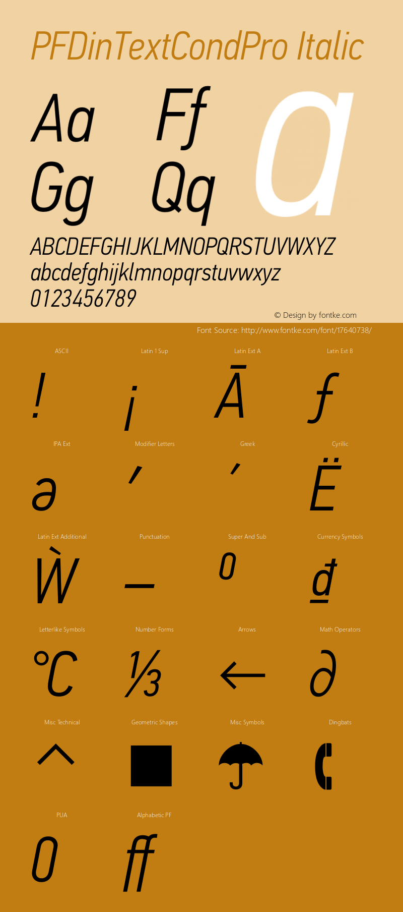 PFDinTextCondPro Italic Version 2.005 2005图片样张