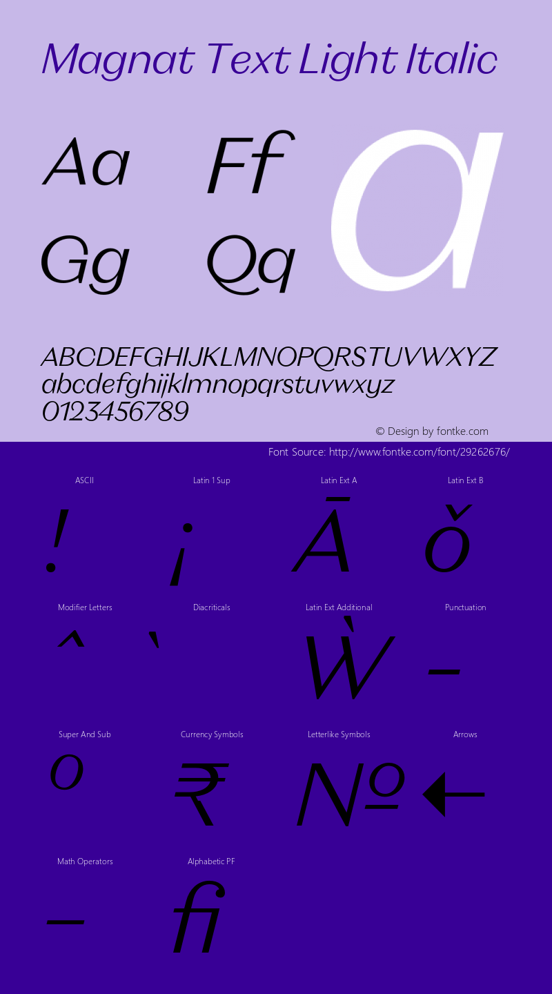 Magnat Text Light Italic Version 1.000;PS 001.000;hotconv 1.0.88;makeotf.lib2.5.64775图片样张