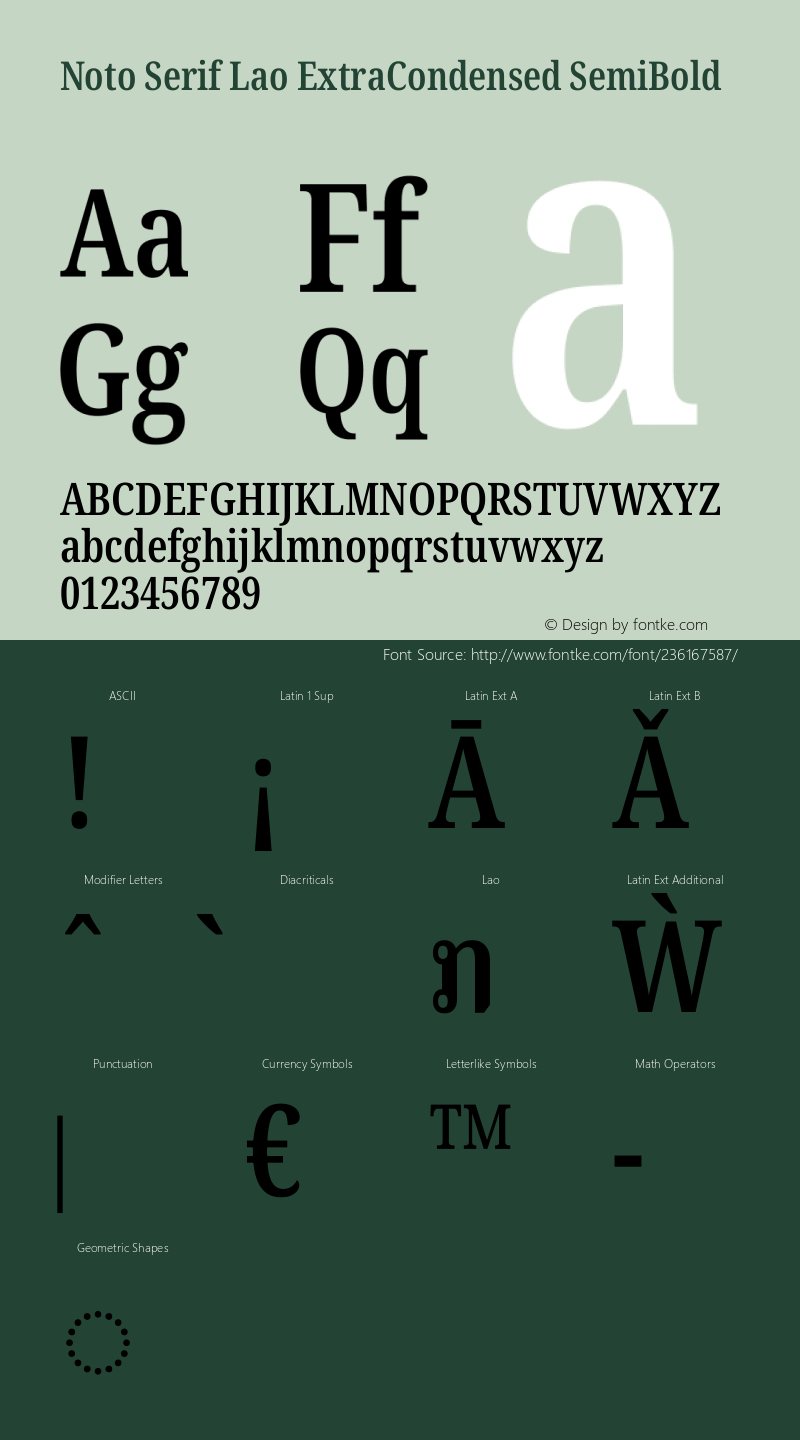 Noto Serif Lao ExtraCondensed SemiBold Version 2.002图片样张