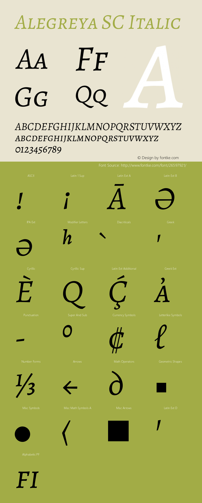 Alegreya SC Italic Version 2.005;PS 002.005;hotconv 1.0.88;makeotf.lib2.5.64775图片样张