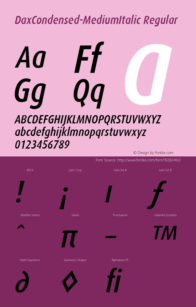 DaxCondensed-MediumItalic Regular Version 004.301图片样张