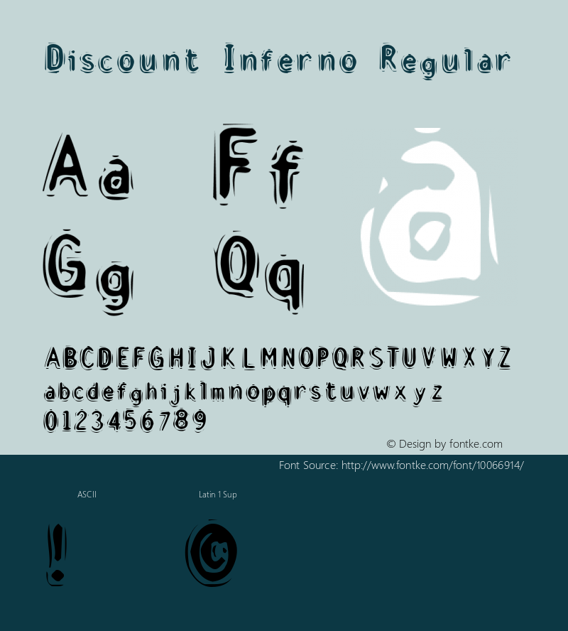 Discount Inferno Regular Macromedia Fontographer 4.1 11/13/98图片样张