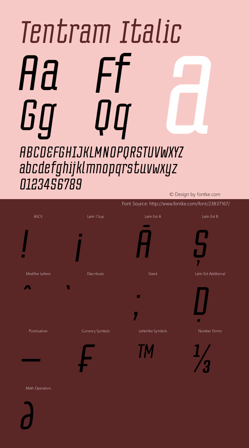 Tentram Italic Version 1.00;September 5, 2017图片样张