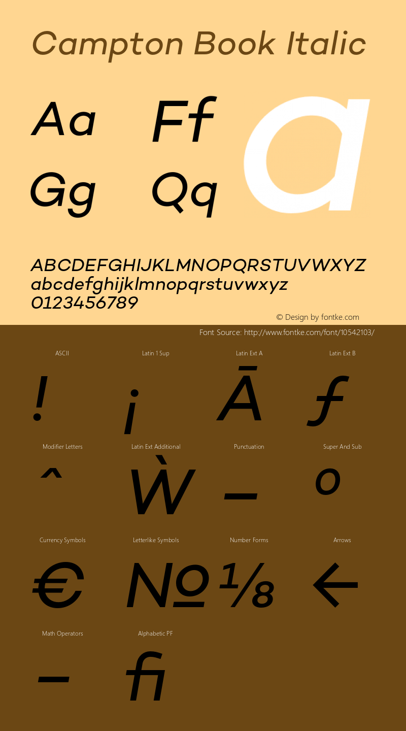 Campton Book Italic Version 1.000;PS 001.000;hotconv 1.0.70;makeotf.lib2.5.58329图片样张