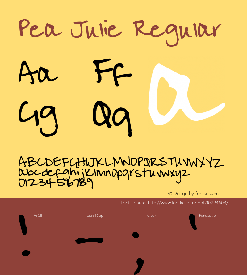 Pea Julie Regular Version 1.00 April 27, 2006, initial release图片样张