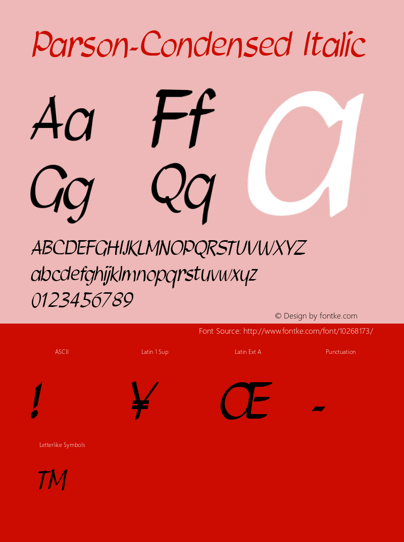 Parson-Condensed Italic 1.0/1995: 2.0/2001图片样张