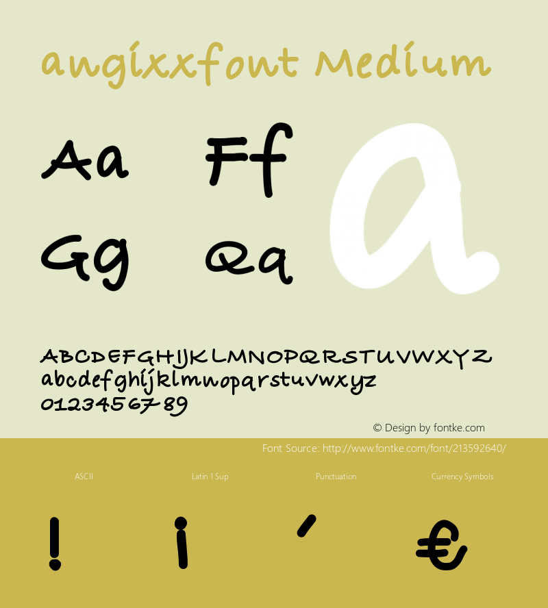 angixxfont Version 001.000图片样张