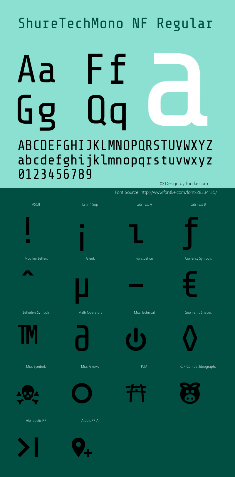 Shure Tech Mono Nerd Font Complete Mono Windows Compatible Version 1.003图片样张