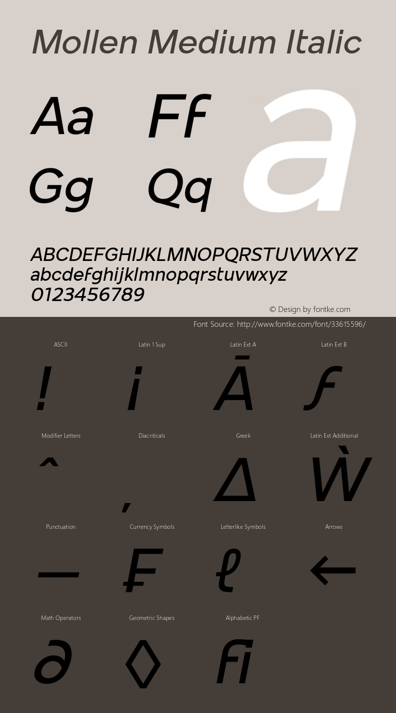 Mollen Medium Italic Version 1.000;YWFTv17图片样张