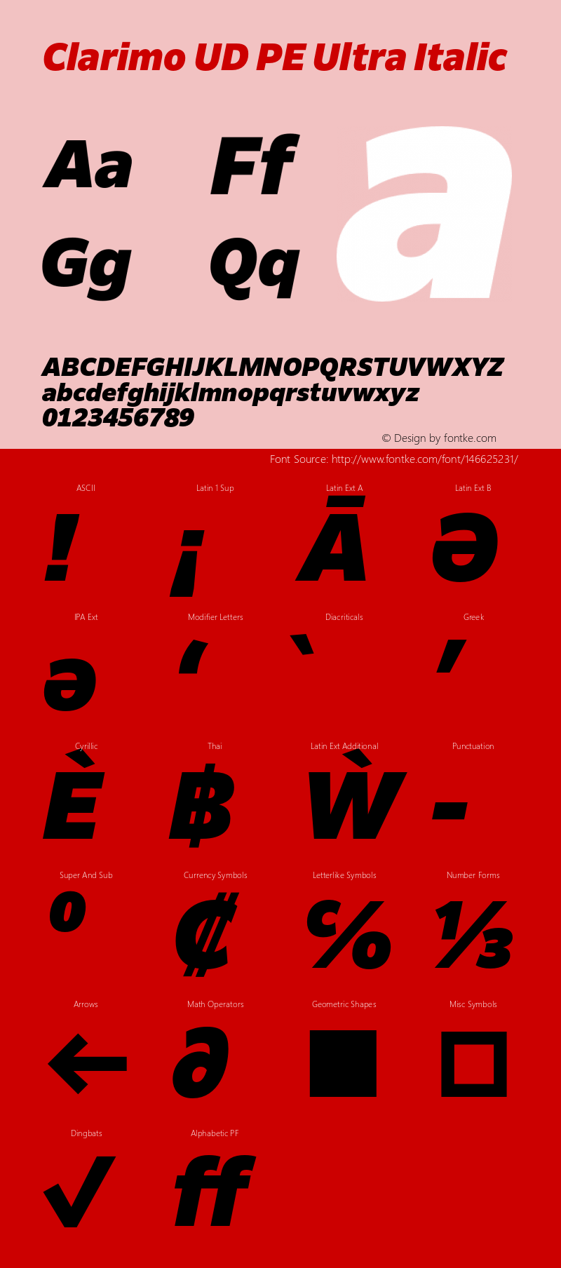 ClarimoUDPE-UltraItalic Version 1.000 | wf-rip DC20180625图片样张