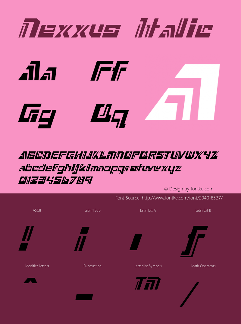 Nexxus Italic Altsys Fontographer 3.5  7/15/96图片样张