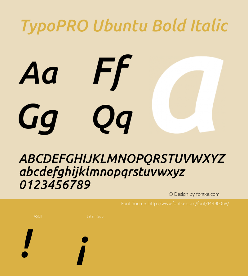 TypoPRO Ubuntu Bold Italic Version 0.80图片样张