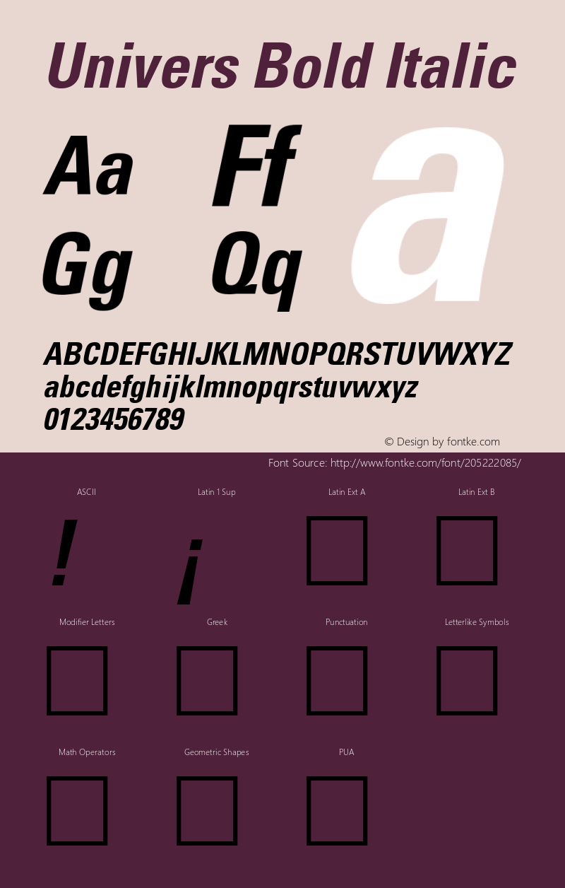 Univers Bold Italic Altsys Metamorphosis:13.01.1999图片样张