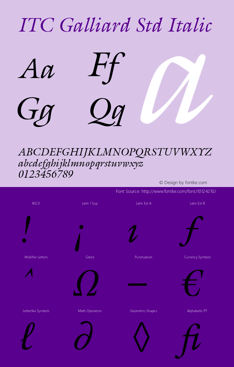 ITC Galliard Std Italic OTF 1.018;PS 001.003;Core 1.0.31;makeotf.lib1.4.1585图片样张