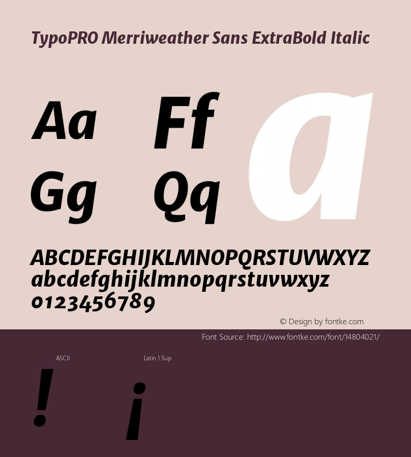 TypoPRO Merriweather Sans ExtraBold Italic Version 1.000图片样张