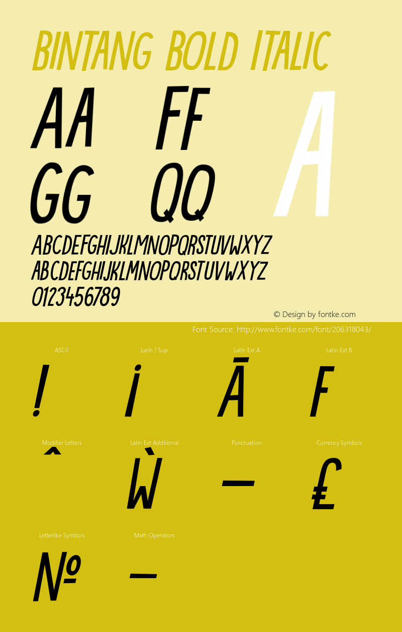 Bintang Bold Italic Version 1.000图片样张