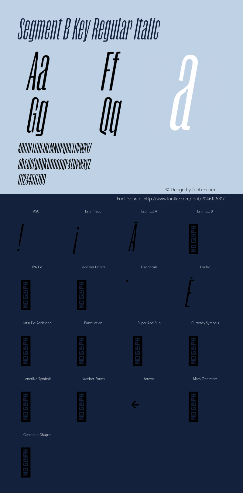 Segment B Key Regular Italic Version 1.001;hotconv 1.0.109;makeotfexe 2.5.65596图片样张