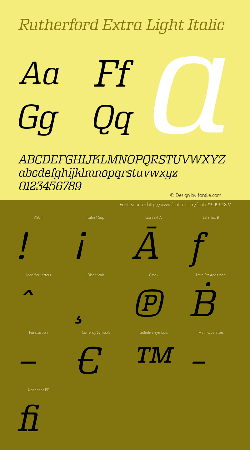 Rutherford Extra Light Italic Version 5.000;FEAKit 1.0图片样张