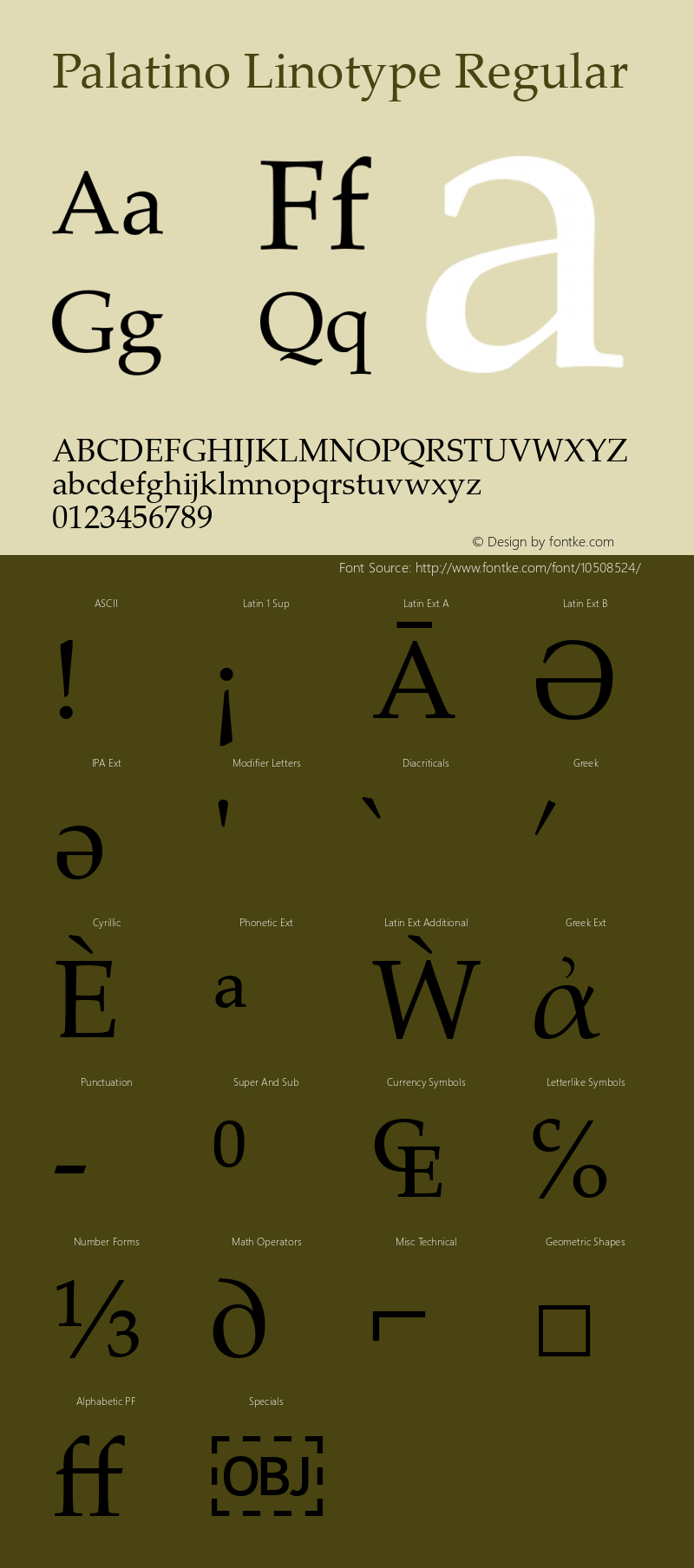 Palatino Linotype Regular Version 5.02图片样张