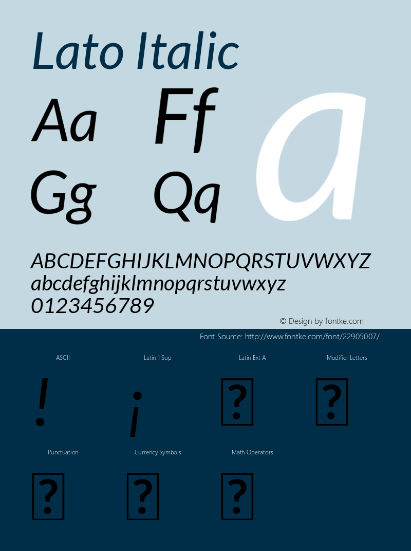 Lato Italic Version 1.104; Western+Polish opensource图片样张