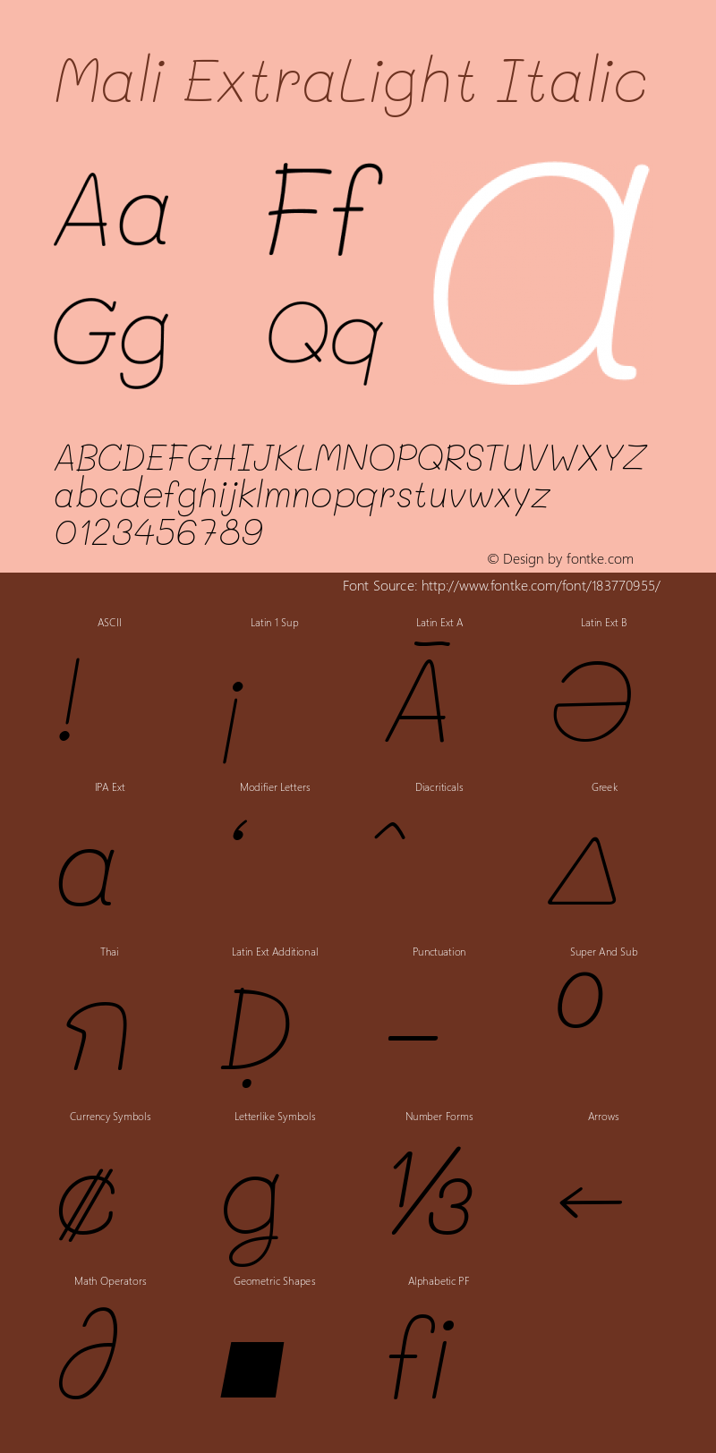 Mali ExtraLight Italic Version 1.000; ttfautohint (v1.6)图片样张