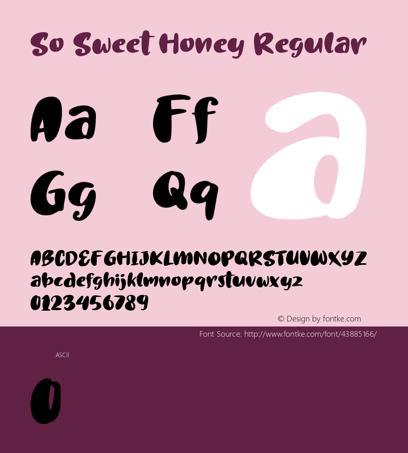 So Sweet Honey Version 1.00;November 6, 2019;FontCreator 12.0.0.2545 64-bit图片样张
