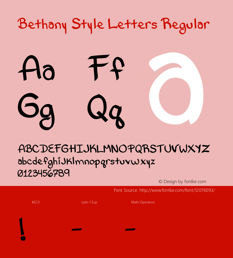 Bethany Style Letters Regular Fontographer 4.7 5/5/09 FG4M­0000004389图片样张