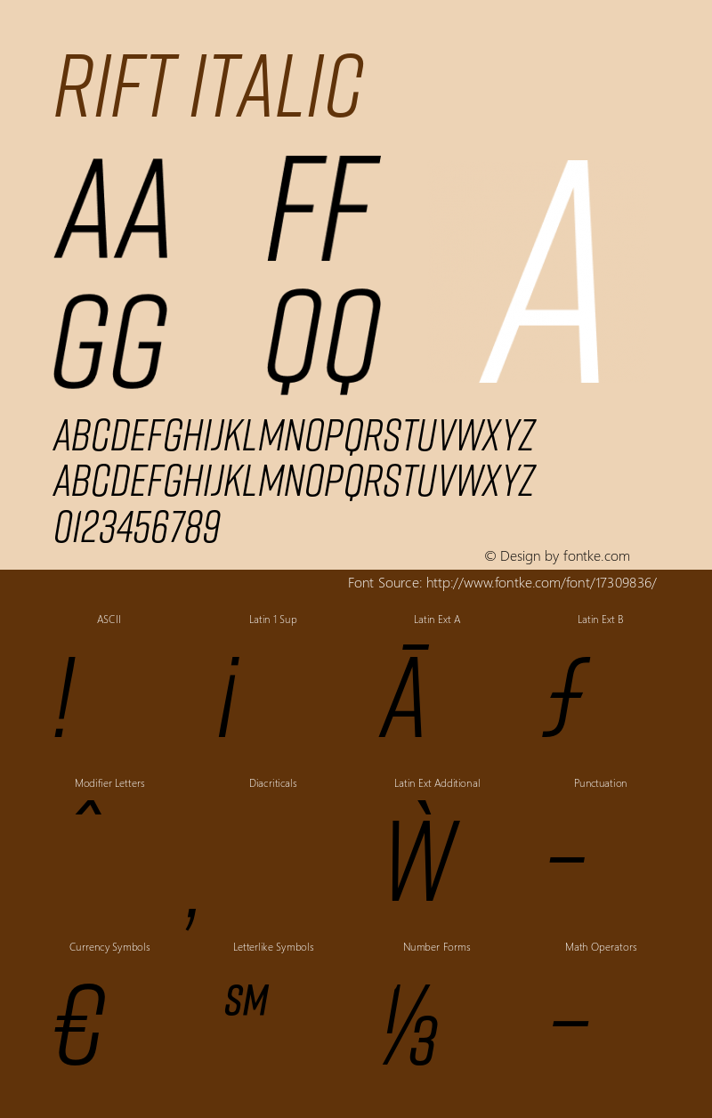 Rift Italic Version 1.000;PS 001.000;hotconv 1.0.88;makeotf.lib2.5.64775图片样张