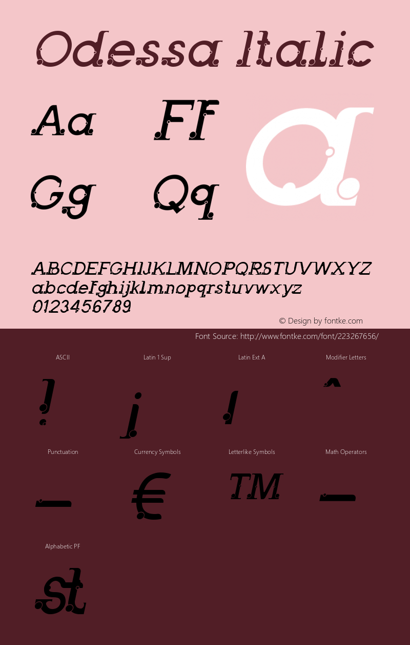 Odessa Italic Version 1.00;August 20, 2020;FontCreator 12.0.0.2563 64-bit图片样张