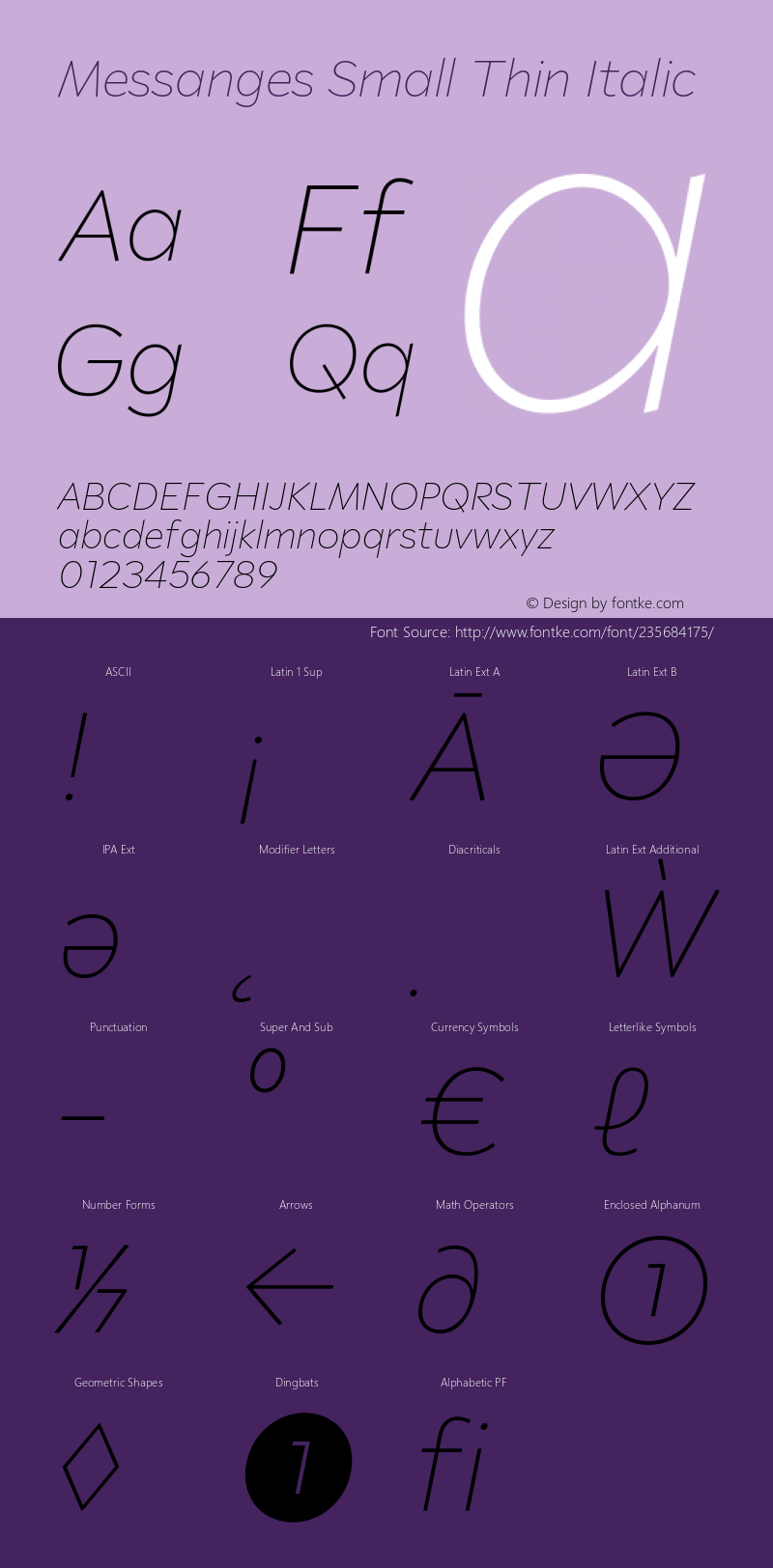 Messanges Small Thin Italic Version 1.000;FEAKit 1.0图片样张