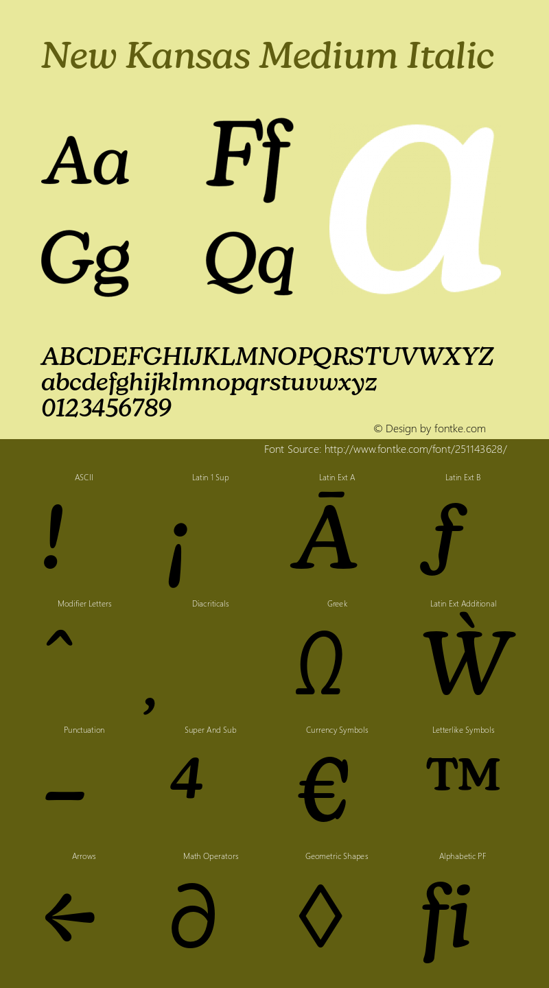 New Kansas Medium Italic Version 1.000;FEAKit 1.0图片样张