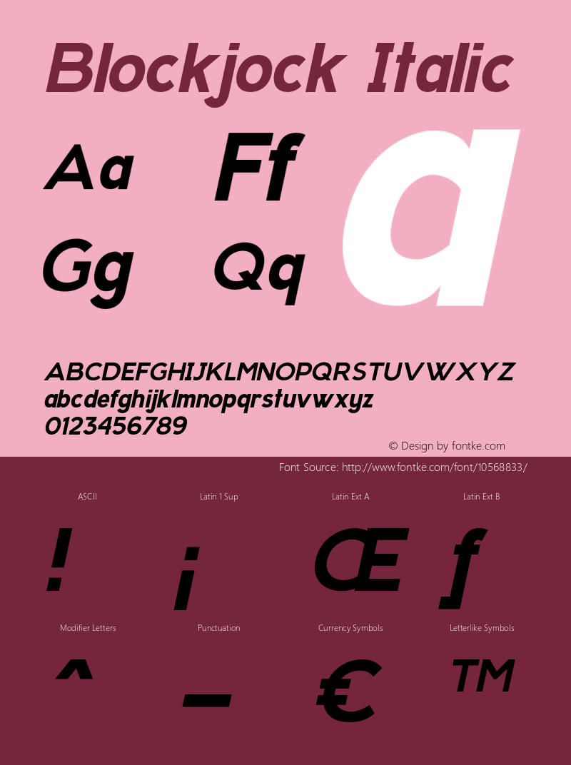 Blockjock Italic Version 1.000图片样张