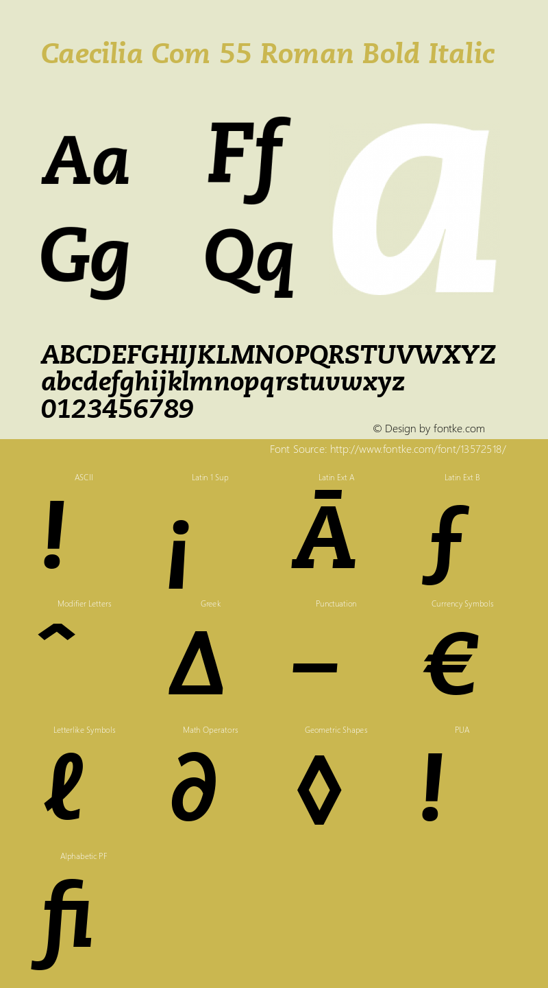 Caecilia Com 55 Roman Bold Italic Version 1.01图片样张