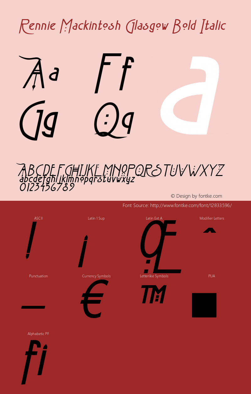 Rennie Mackintosh Glasgow Bold Italic Version 1.01图片样张