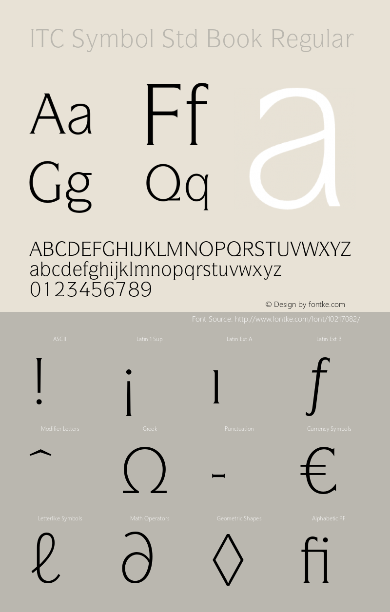 ITC Symbol Std Book Regular Version 2.031;PS 002.000;hotconv 1.0.50;makeotf.lib2.0.16970图片样张