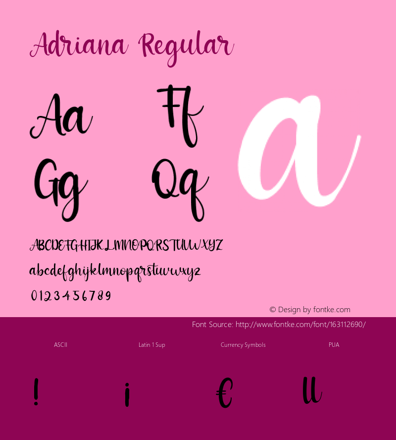 Adriana Version 1.00;October 12, 2020;FontCreator 12.0.0.2563 64-bit图片样张