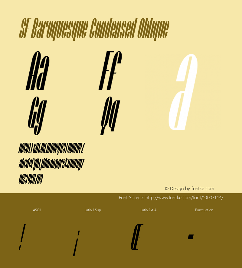 SF Baroquesque Condensed Oblique v1.0 - Freeware图片样张