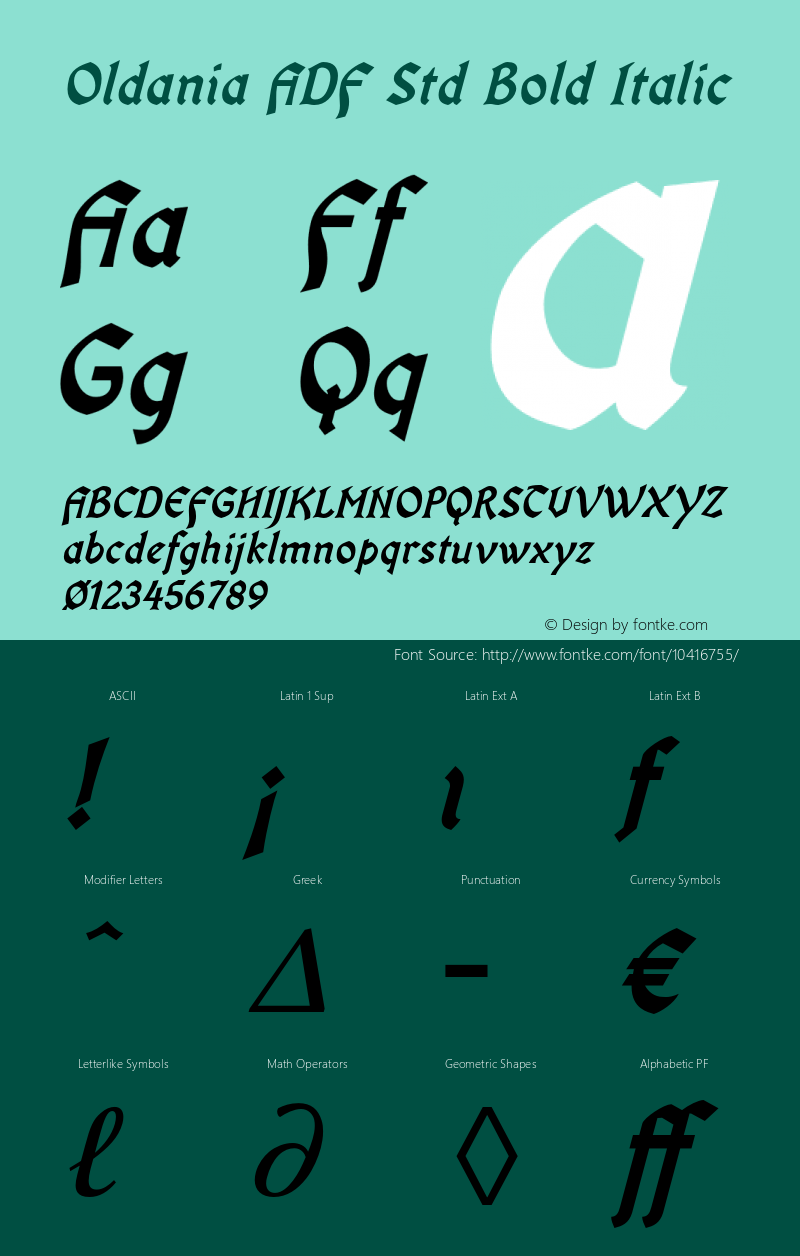 Oldania ADF Std Bold Italic Version 1.006;FFEdit图片样张