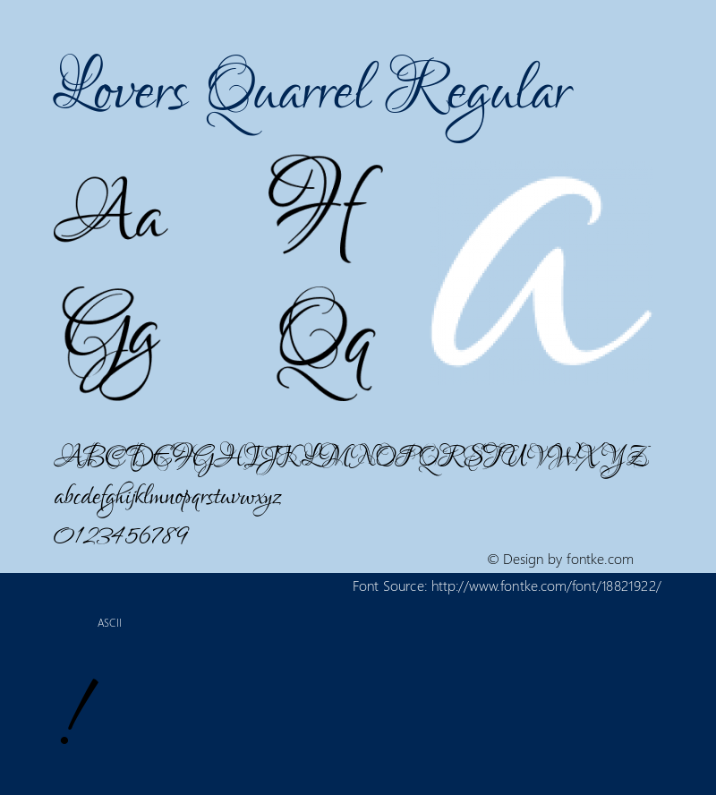 Lovers Quarrel Regular Version 1.001; ttfautohint (v1.4.1)图片样张
